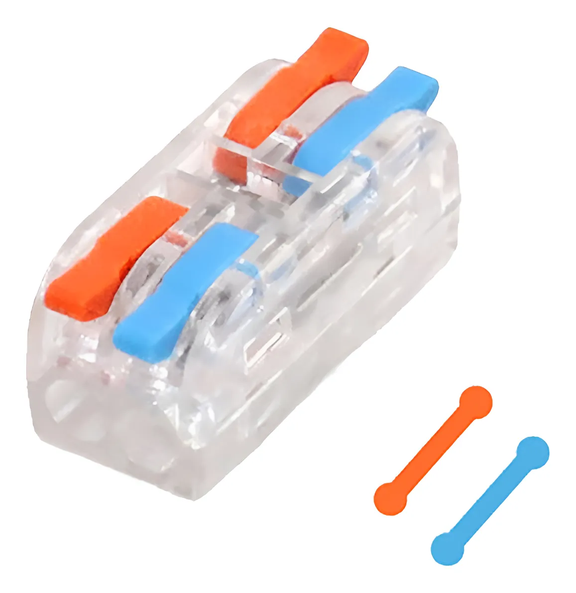 Conectores Electricos Rapidos Tipo Palanca 2x2 Pines Transparente