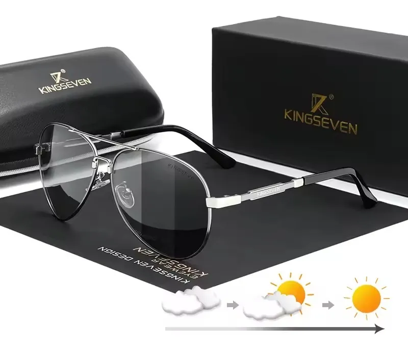 Gafas De Sol Kingseven K7899 Aviador Gun Fotocromaticas Gris Gris Gris