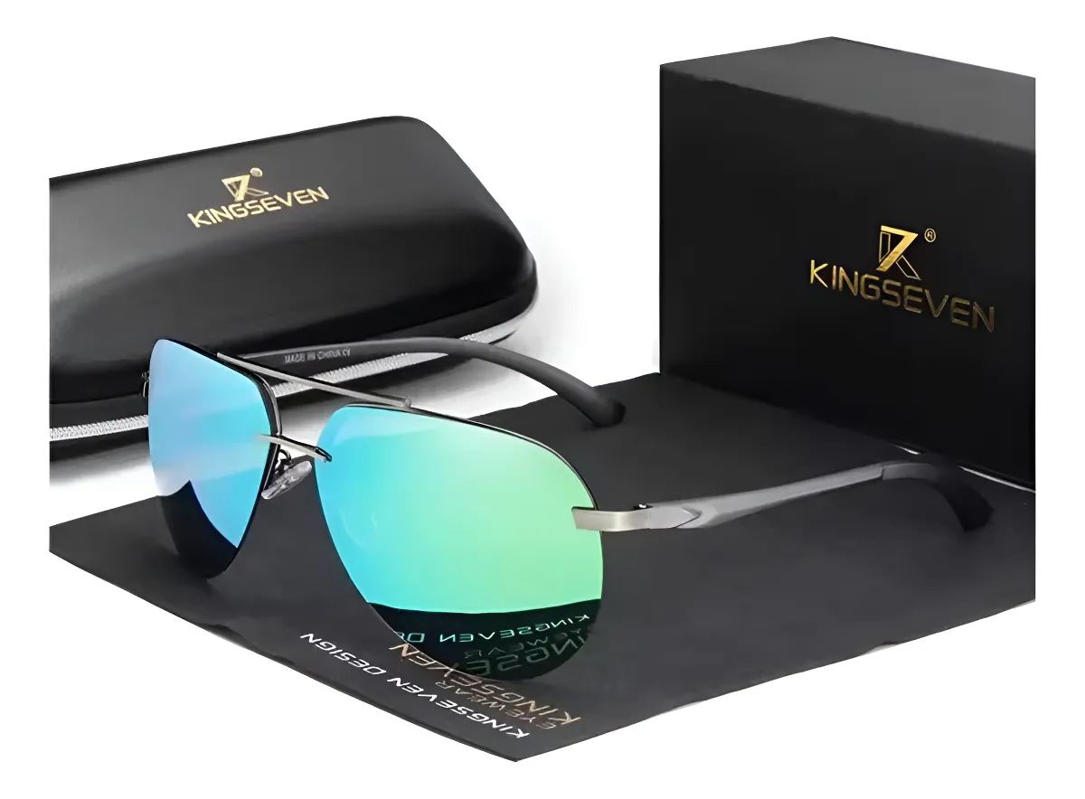 Gafas Lentes De Sol Polarizados Kingseven K7413 Turquesa Espejo Plateado Plateado