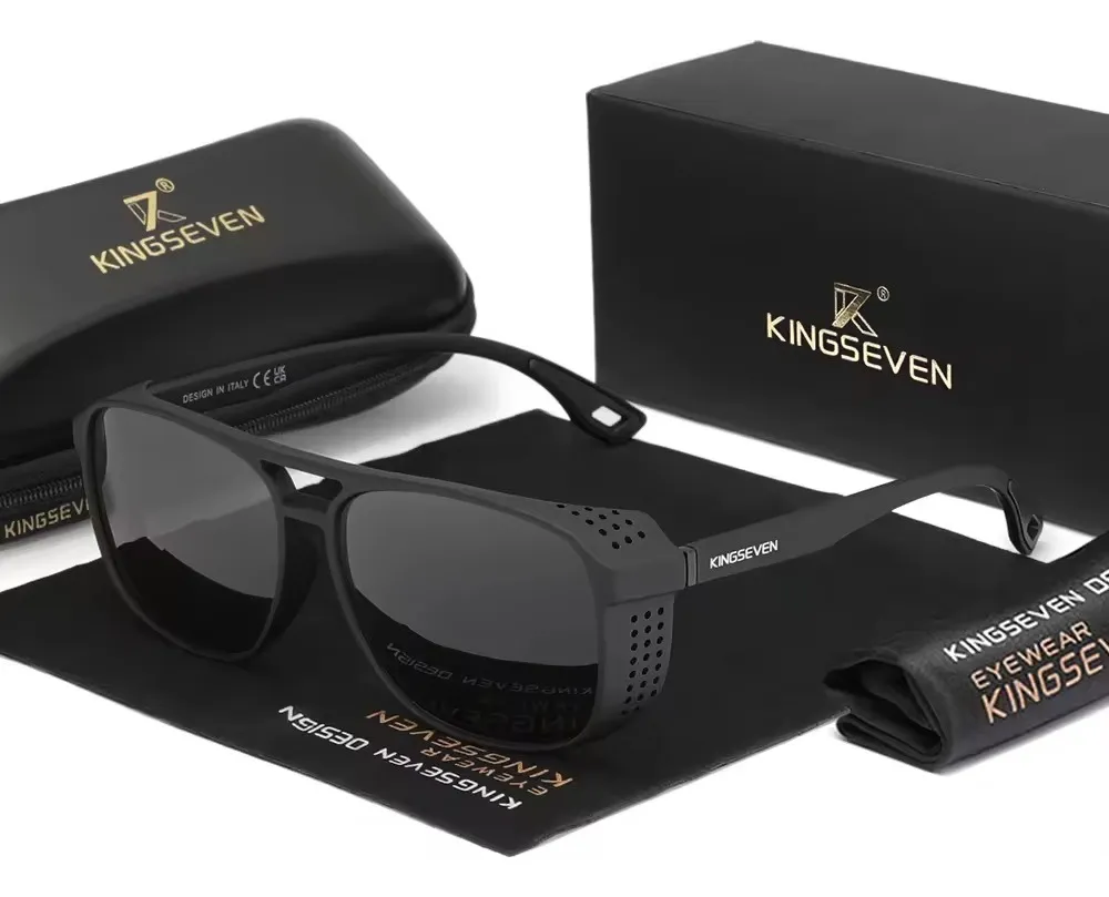 Gafas Lentes De Sol Polarizados Kingseven K7902 Negros Retro Océano