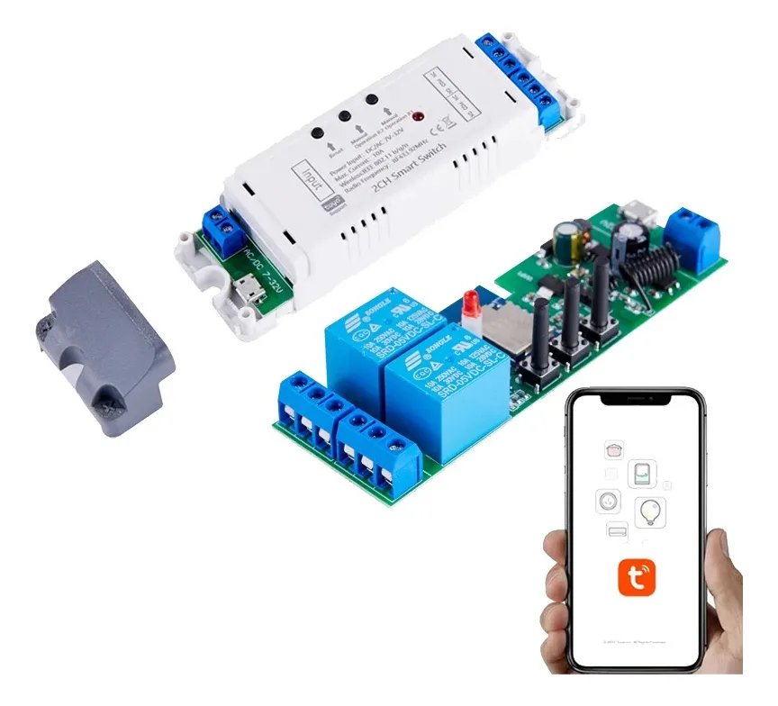 Interruptor Inteligente Chapa Porton Garage Wifi 2 Canales Con Carcasa