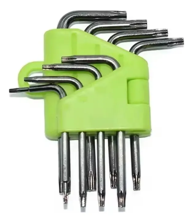 Kit Llaves Torx Miniatura Tipo L Acero De T5 A T20 Plateado