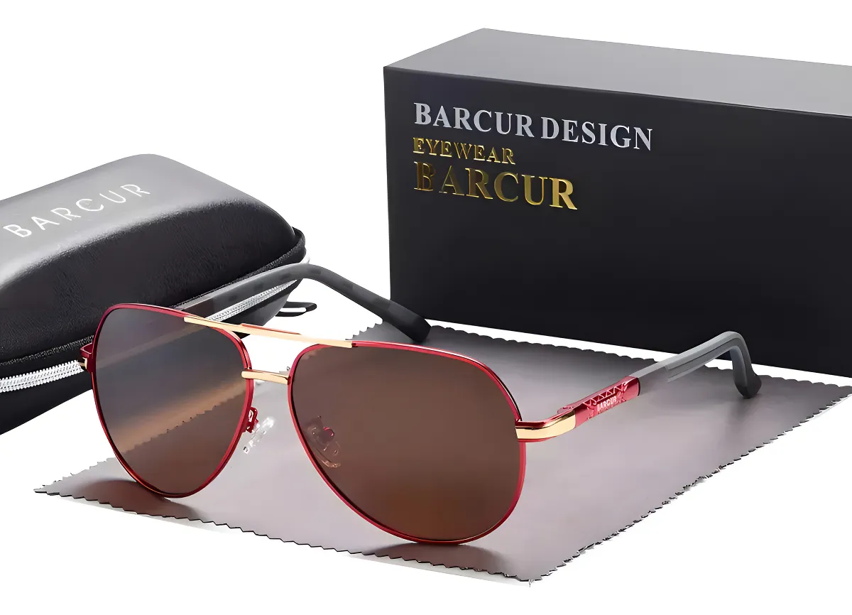 Lentes Gafas De Sol Polarizadas Barcur Bc8768 Uv400 Red Tea Lente Brown Diseño Espejo