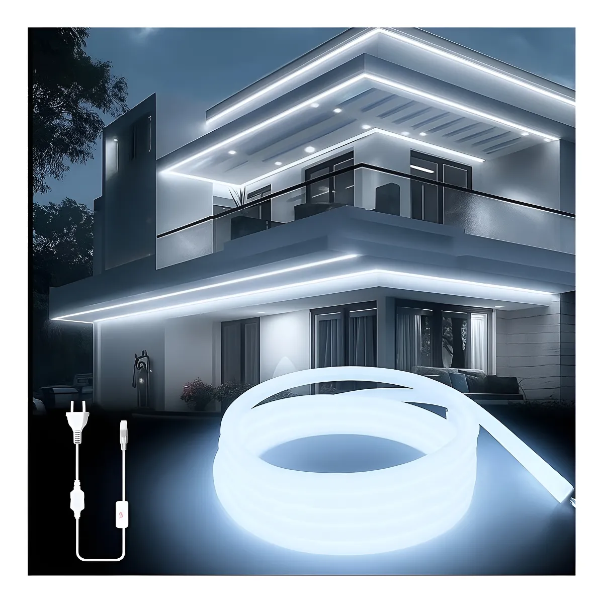 Tira Led Ultra Brillante Cob 20m Atenuable Intemperie 110v Blanco Frio