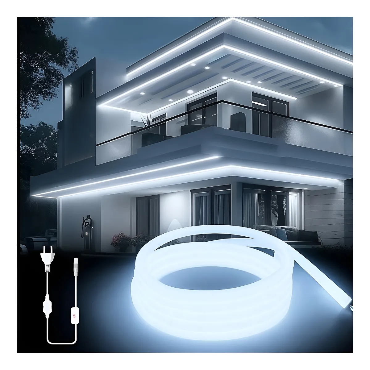 Tira Led Ultra Brillante Cob Atenuable Intemperie 110v 1m Blanco Frio