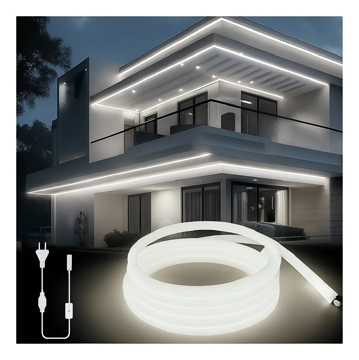 Tira Led Ultra Brillante Cob Atenuable Intemperie 110v 4m Blanco Natural